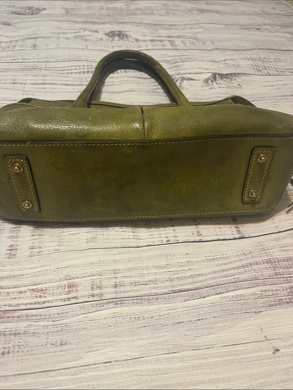 Dooney & Bourke Florentine Leather Olive Green East West Satchel Bag